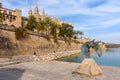 Promenade overlooking beautiful cathedral in the center of Palma de Mallorca. Island of Mallorca,