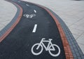 promenade for pedestrians and cyclists with a dividing island Royalty Free Stock Photo