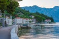 Promenade at Perast town in Montenegro Royalty Free Stock Photo