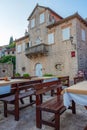 Promenade at Perast town in Montenegro Royalty Free Stock Photo