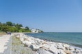 Promenade with pier and hotel FÃÂ¼rstenhof in Sassnitz on the isl Royalty Free Stock Photo