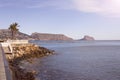 Promenade of the sea overlooking the mountain range in the resort town of Altea. Costa Blanca, province of Alicante Royalty Free Stock Photo