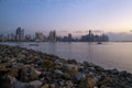 Promenade and skyline background in Panama City