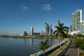 Promenade and skyline background in Panama City