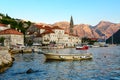 Promenade of small popular resort town of Perast, Montenegro Royalty Free Stock Photo