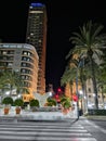 Promenade in a spanish city at night