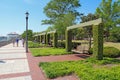 Promenade and swings on the waterfront of Beaufort, South Carolina