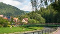 Promenade in Szczawnica town in summer, Pieniny.