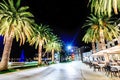 Promenade in Tivat, Montenegro in the night Royalty Free Stock Photo