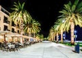 Promenade in Tivat, Montenegro in the night Royalty Free Stock Photo