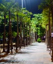 Promenade walkway along Jomtien Pattaya Beach at night time after reconstruction.