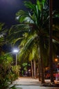 Promenade walkway along Jomtien Pattaya Beach at night time after reconstruction.