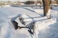 Promenade winter bench scene Royalty Free Stock Photo