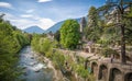The promenades of Merano, South Tyrol, Italia Royalty Free Stock Photo