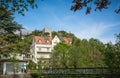 The promenades of Merano, South Tyrol, Italia. South Tyrol. historical buildings. Royalty Free Stock Photo