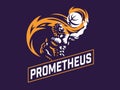 Prometheus and a sports ball. Sports emblem.