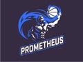 Prometheus and a sports ball. Sports emblem.