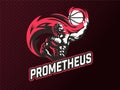 Prometheus and a sports ball. Sports emblem.