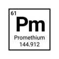 Promethium chemical element atom symbol periodic table Royalty Free Stock Photo