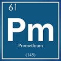 Promethium chemical element, blue square symbol Royalty Free Stock Photo