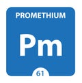 Promethium Chemical 61 element of periodic table. Molecule And Communication Background. Promethium Chemical Pm, laboratory and Royalty Free Stock Photo