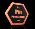 Promethium chemical element periodic table symbol 3d render