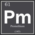 Promethium chemical element, dark square symbol Royalty Free Stock Photo