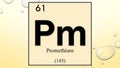 Promethium chemical element symbol on yellow bubble background Royalty Free Stock Photo