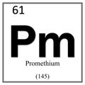 Promethium chemical element symbol on white background Royalty Free Stock Photo