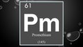 Promethium chemical element symbol on wide bubble background Royalty Free Stock Photo