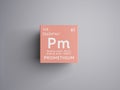 Promethium. Lanthanoids. Chemical Element of Mendeleev\'s Periodic Table. 3D illustration Royalty Free Stock Photo