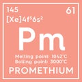 Promethium. Lanthanoids. Chemical Element of Mendeleev\'s Periodic Table. 3D illustration Royalty Free Stock Photo