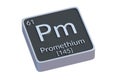 Promethium Pm chemical element of periodic table isolated on white background. Metallic symbol of chemistry element Royalty Free Stock Photo