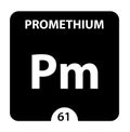 Promethium symbol. Sign Promethium with atomic number and atomic weight. Pm Chemical element of the periodic table on a glossy Royalty Free Stock Photo