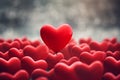 Prominent big red heart overshadowing many smaller hearts, illustrating exceptional love or finding the right person Royalty Free Stock Photo