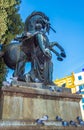 Sculpture at the entrance of Placa Catalunya Catalonia square Barcelona Royalty Free Stock Photo