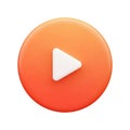 A3D Rendered Orange Play Button Icon with a White Triangle on a White Background video Royalty Free Stock Photo
