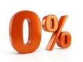 Prominent display of zero percent symbol in bold orange Royalty Free Stock Photo