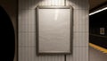 Blank Vertical Billboard in Subway Station Mockup Royalty Free Stock Photo