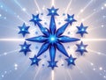 Radiant Blue Star Arrangement with Glowing Light Rays Royalty Free Stock Photo