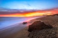Stunning and Vibrant Sunset on Westward Beach in Malibu, California Royalty Free Stock Photo