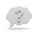 3D Rendered Question Mark Inside a White Thought Bubble on a White Background speech bubble Royalty Free Stock Photo