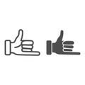 Promise hand gesture line and solid icon, gestures concept, fist with elongated little finger sign on white background Royalty Free Stock Photo