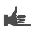 Promise hand gesture solid icon, gestures concept, fist with elongated little finger sign on white background, thumb and Royalty Free Stock Photo