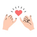 Promise hands gesturing minimal sign vector