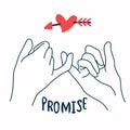 Promise  outline vector with red heart in arrow Royalty Free Stock Photo