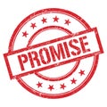 PROMISE text written on red vintage stamp