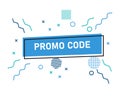 Promo code banner, vector coupon offer, white background Royalty Free Stock Photo