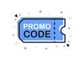 Promo code, coupon code banner in flat design on white background. Vector. Royalty Free Stock Photo