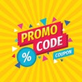 Promo code coupon design. Advertising promotion banner for discount sale.